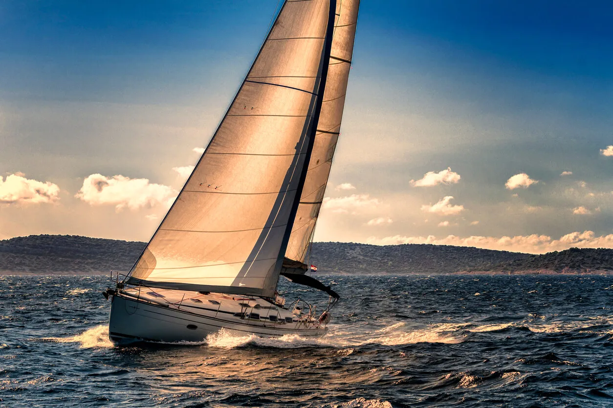 A sailbot on open seas.